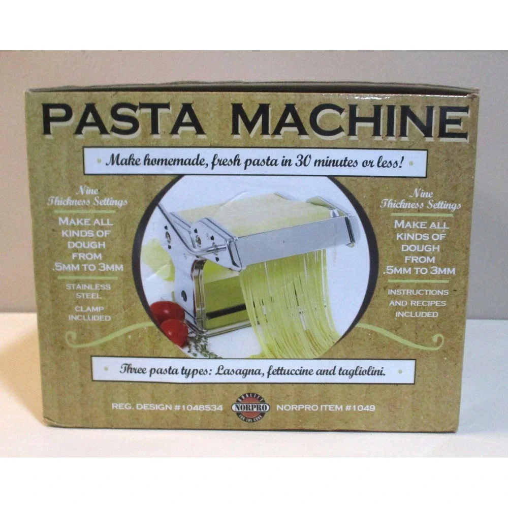 Norpro 1049 Stainless Steel Pasta Machine Manual Roller Cutter Set Used in Box